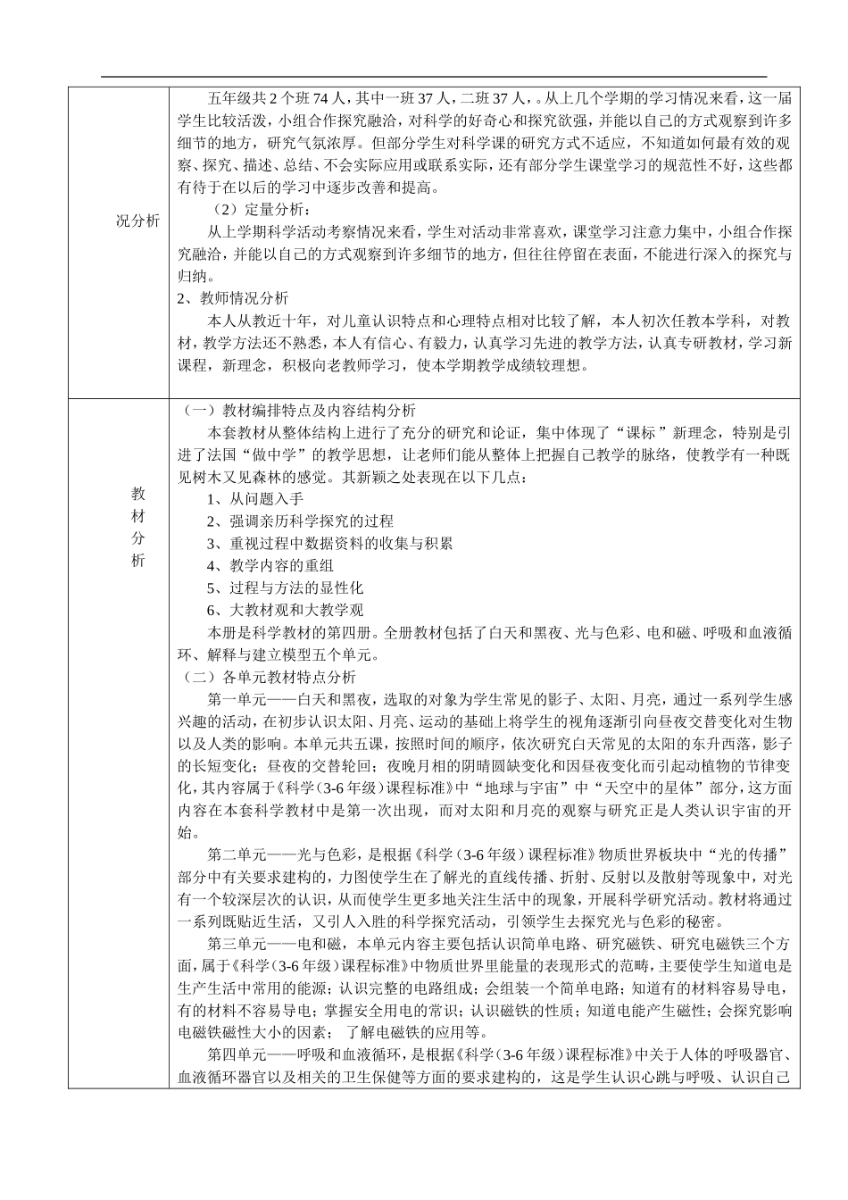 五年级科学上学期教学计划_第2页