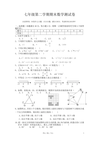 2015-2016学年安徽省六安市舒城县七年级(下)月考数