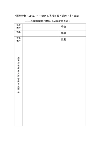 示范课例点评及精品课例点评
