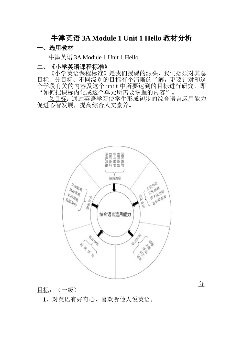 3AM1U1Hello教材分析(修改后的)_第1页