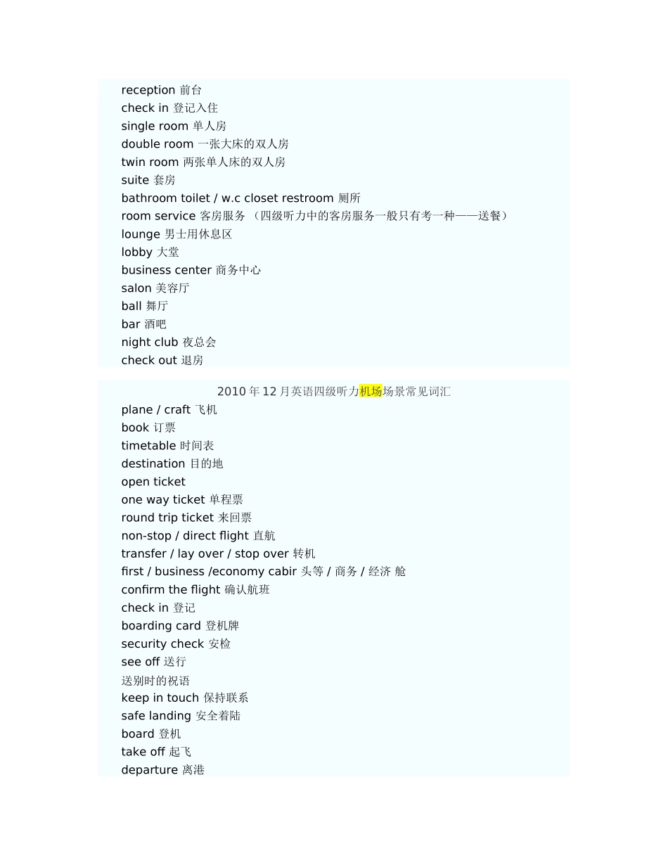 大学英语四级听力重点场景词汇短语集合_第2页