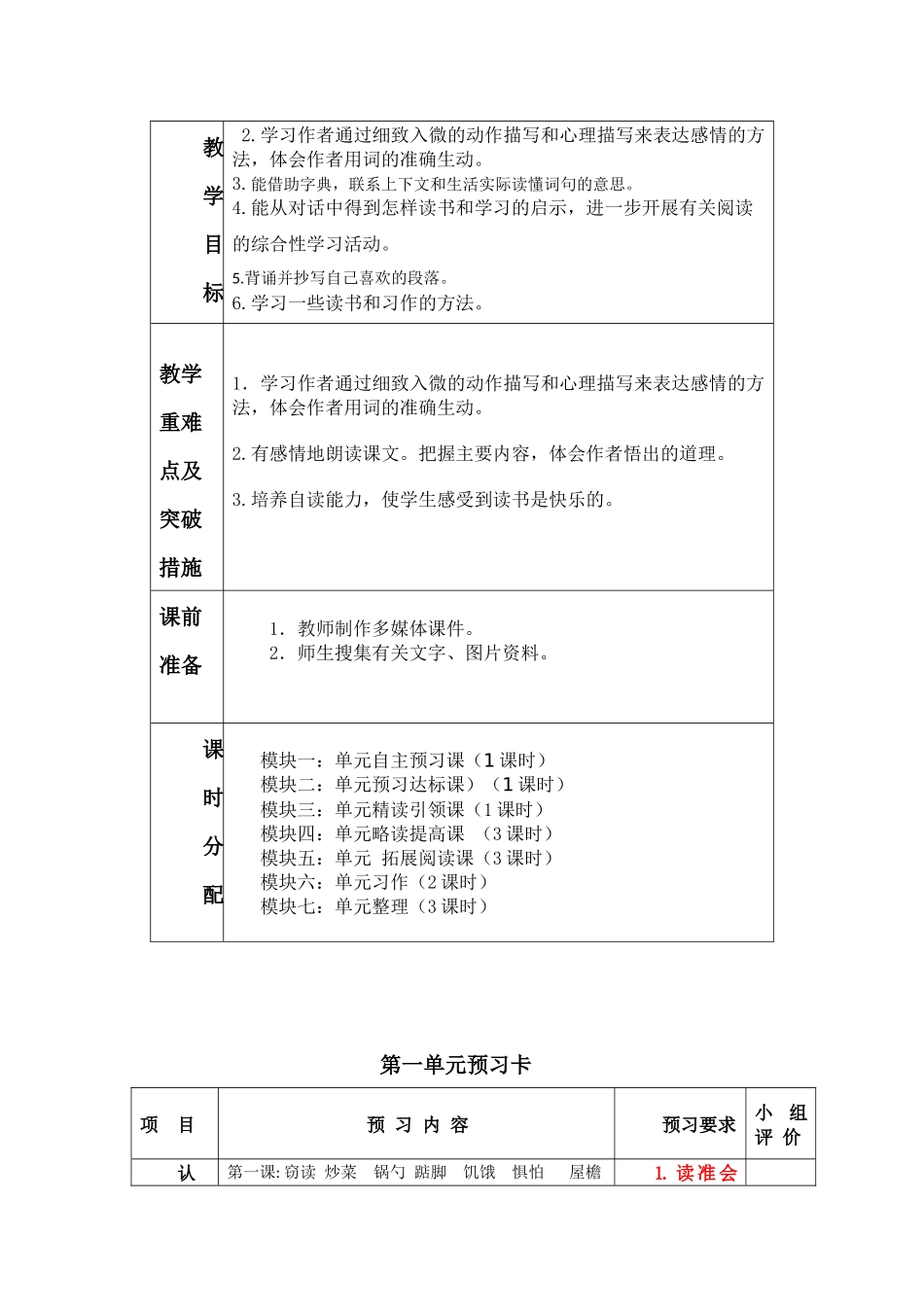 语文第九册第一单元课改教案_第2页