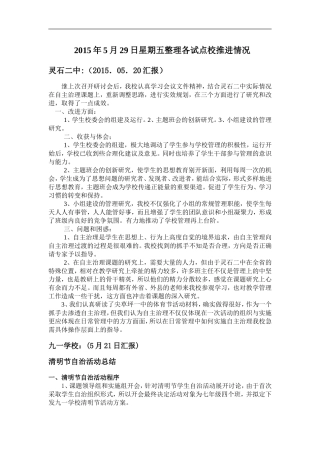 2015年5月29日星期一整理各试点校推进情况