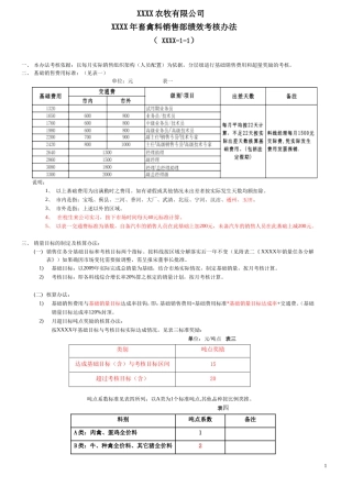 农牧公司畜禽料销售部绩效考核办法