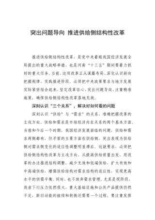 突出问题导向-推进供给侧结构性改革
