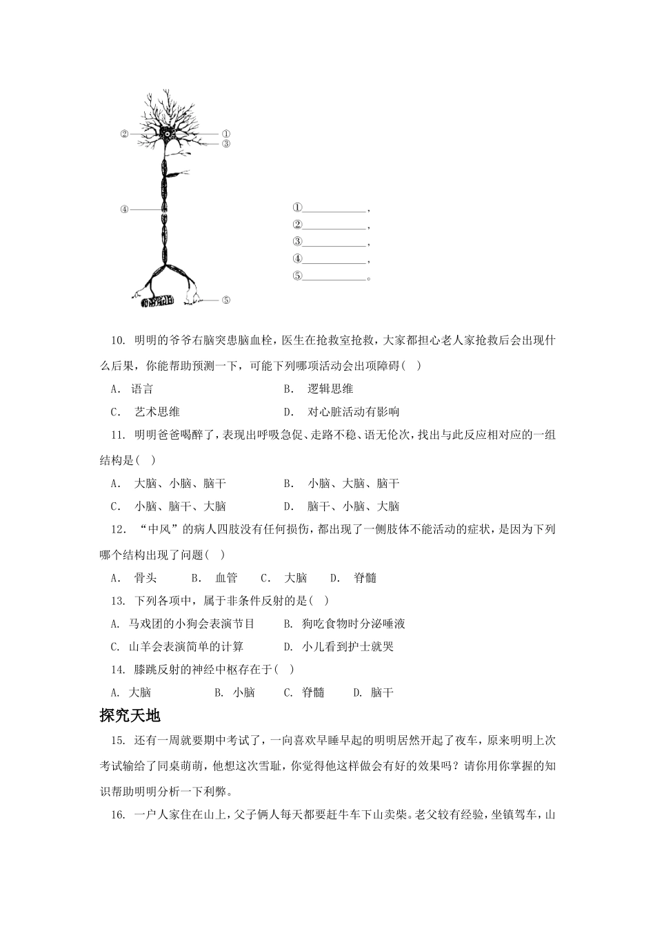 《人体的神经调节》同步练习3_第2页