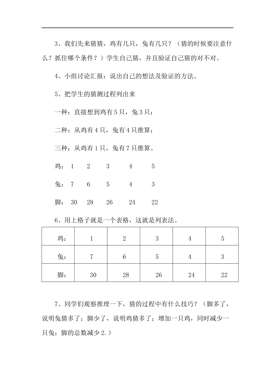 小学数学2011版本小学四年级鸡兔同笼问题_第3页