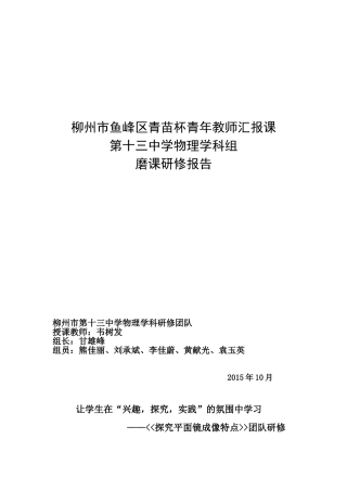 团队研修报告(13中物理团队)