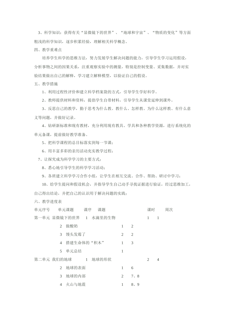 苏教版科学六上教学计划_第2页