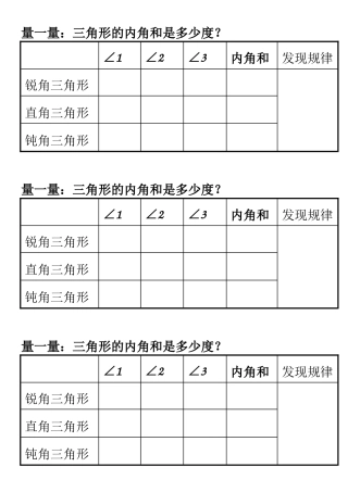 人教2011版小学数学四年级实验记录单