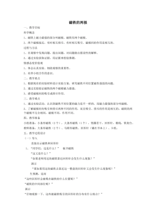 二年级下册3磁铁的两极教案