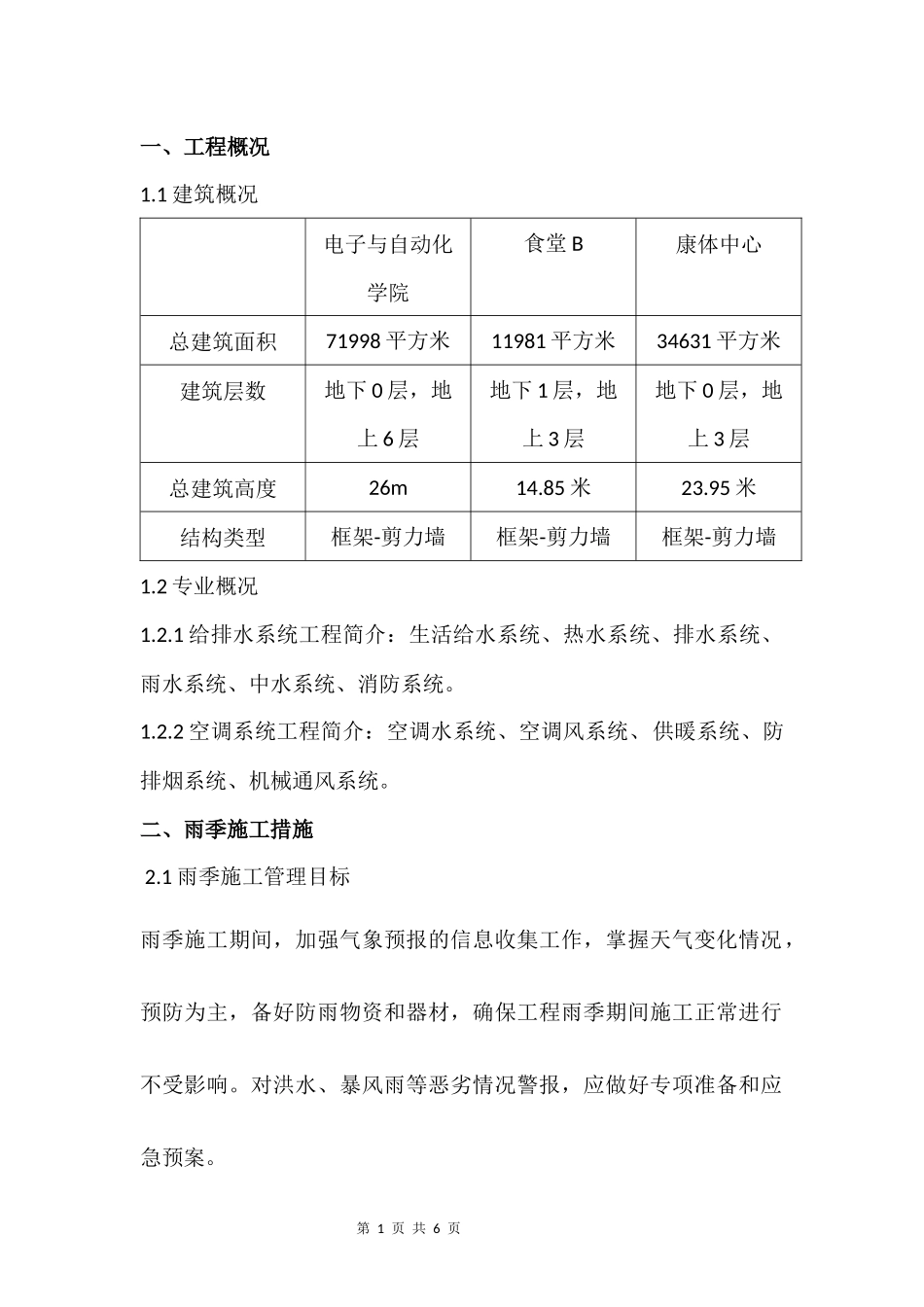 天津天狮大学二期一标段机电安装工程雨季施工措施_第1页