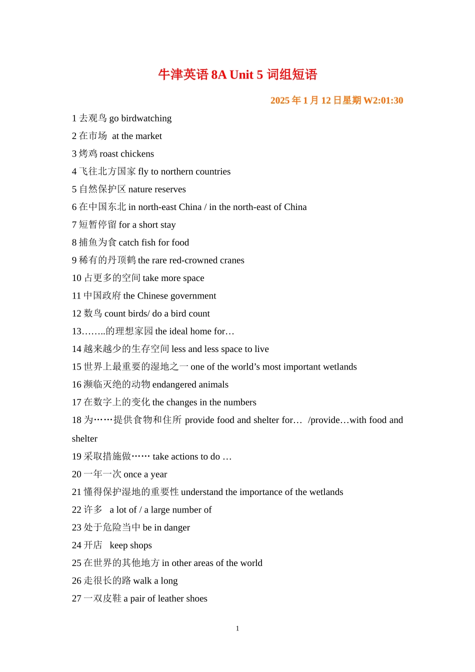 牛津英语8A-Unit-5-词组短语_第1页