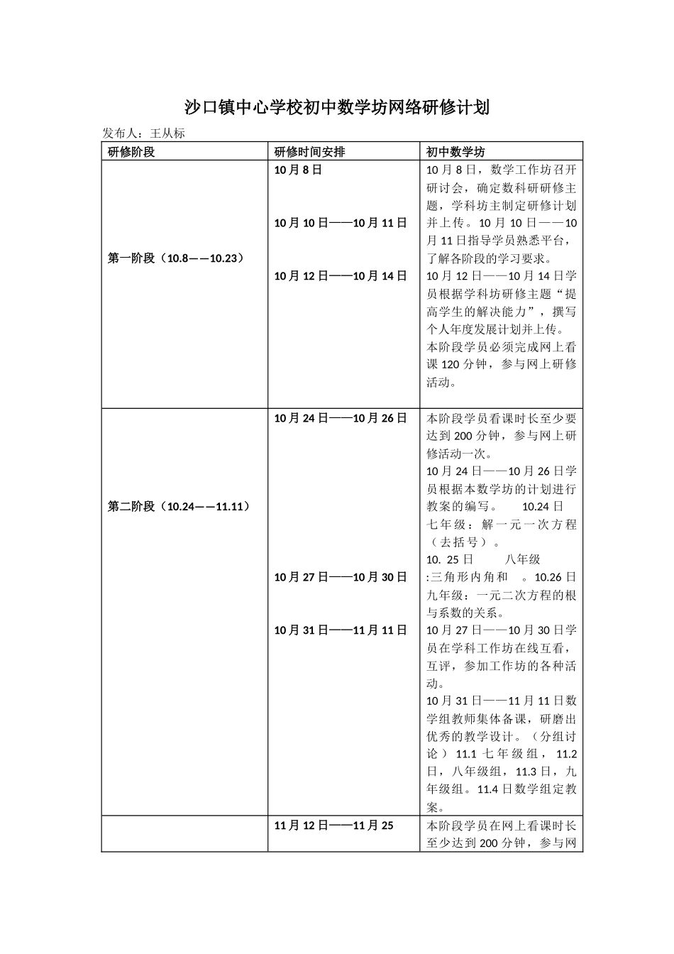 沙口中心学校数学组研修计划_第1页