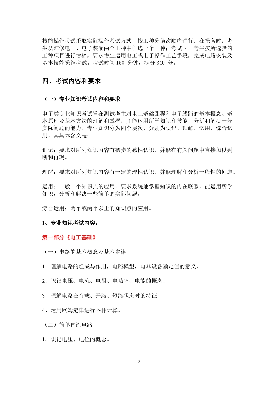 2015年电子类技能高考考试大纲_第2页