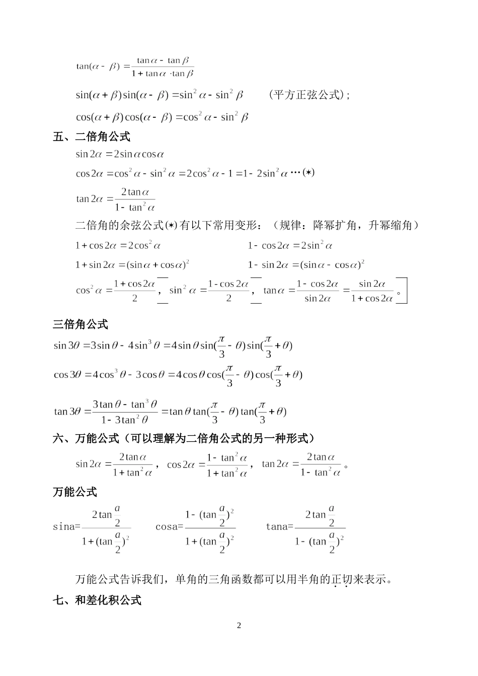 三角函数必背公式及解题技巧_第2页