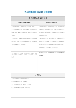 第一步骤所需文档：尹个人自我诊断SWOT分析表(2)