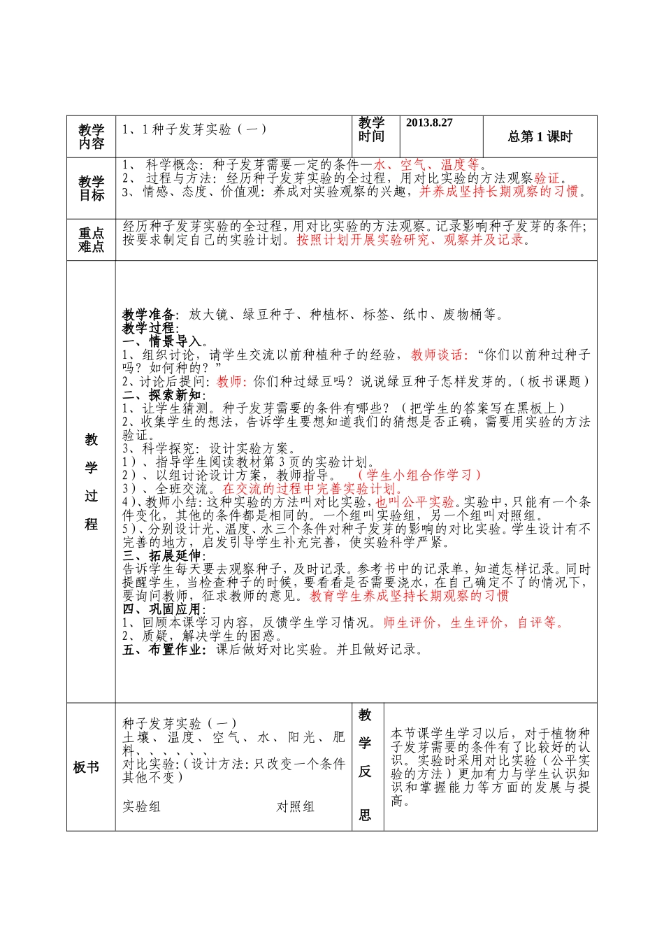 第一单元生物与环境第一课种子发芽试验一_第1页