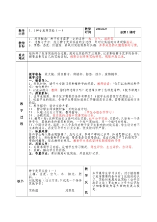 第一单元生物与环境第一课种子发芽试验一