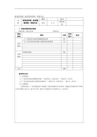 财务类考核—投资管理考核