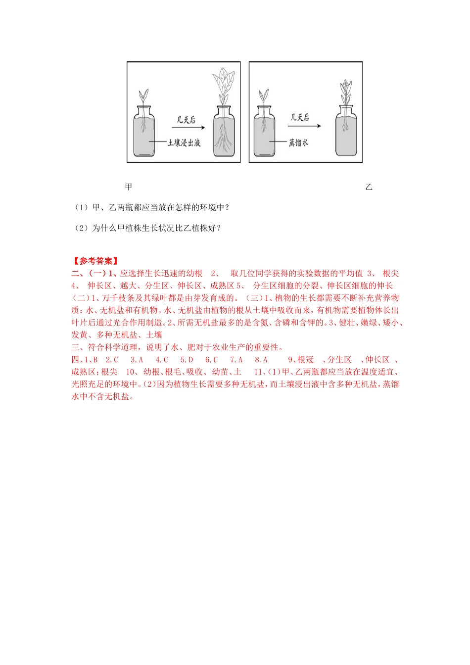 2015年人教版生物七年级上册(新)3.2.2植株的生长导学案_第3页