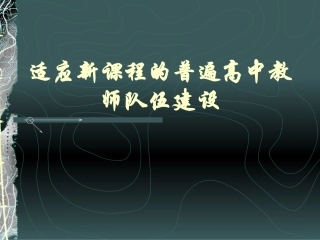 适应新课程的普遍高中教师队伍建设