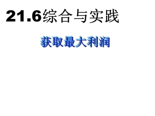 21.6综合与实践----获取最大利润
