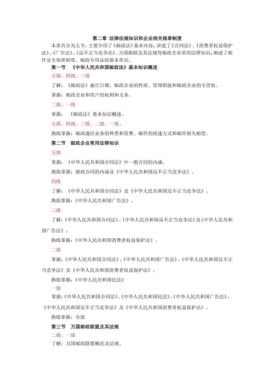 邮政业务营销员理论知识考试大纲_第2页