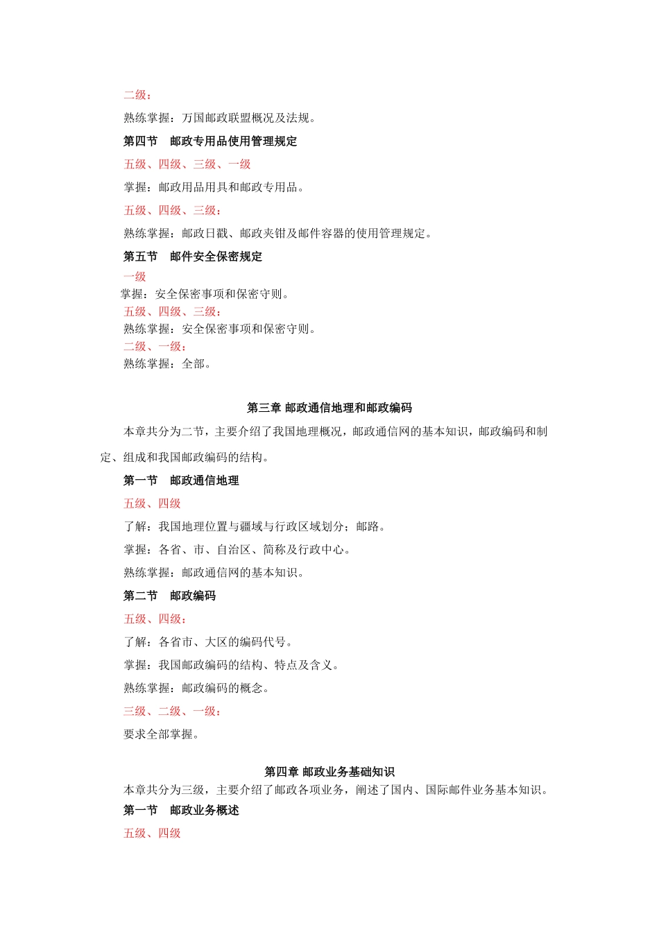 邮政业务营销员理论知识考试大纲_第3页