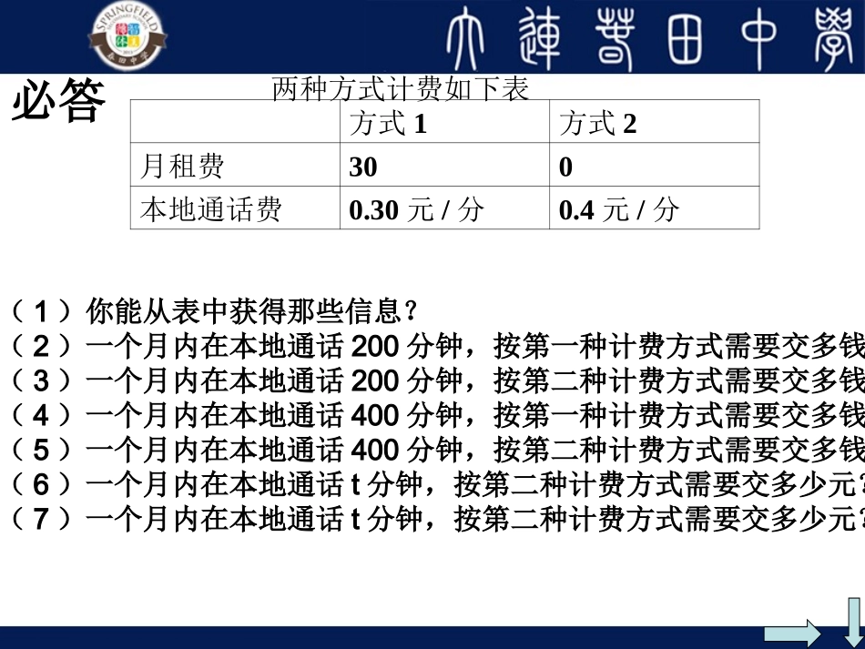 3.4实际问题与一元一次方程——电话计费问题.4实际问题与一元一次方程——电话计费问题_第1页