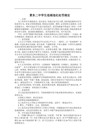 景东二中学生违规违纪处罚规定