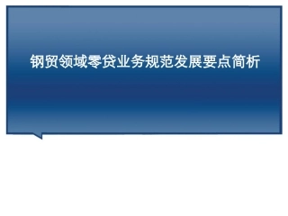 钢贸领域零贷业务规范发展要点简析