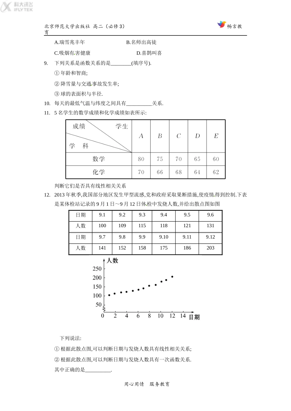 【基础练习】《相关性》(数学北师大必修3)_第3页
