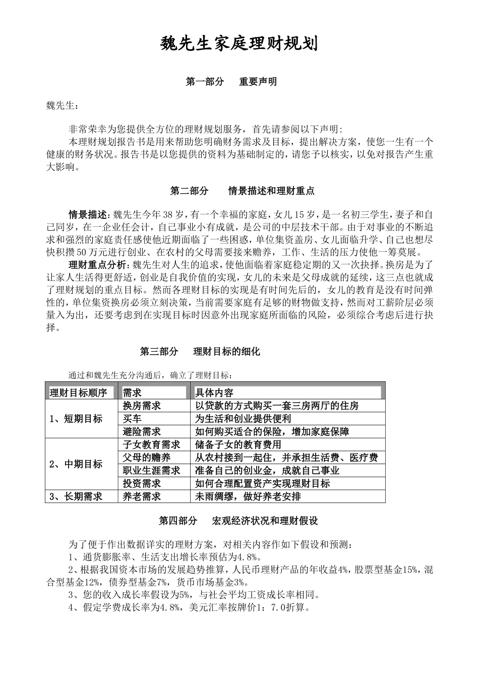 魏先生家庭理财规划_第1页