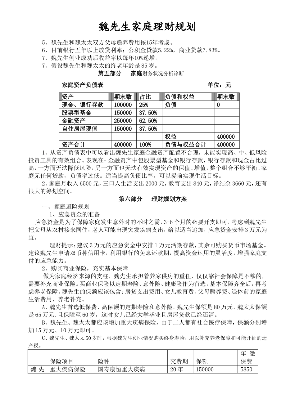 魏先生家庭理财规划_第2页