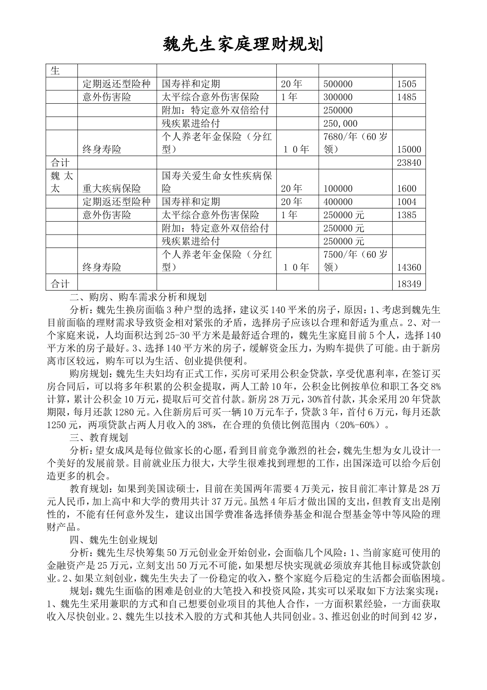 魏先生家庭理财规划_第3页