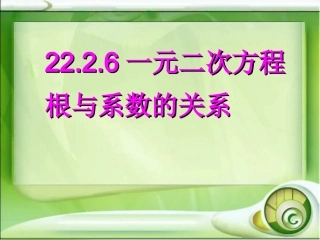 一元二次方程根与系数的关系.2.6根与系数的关系