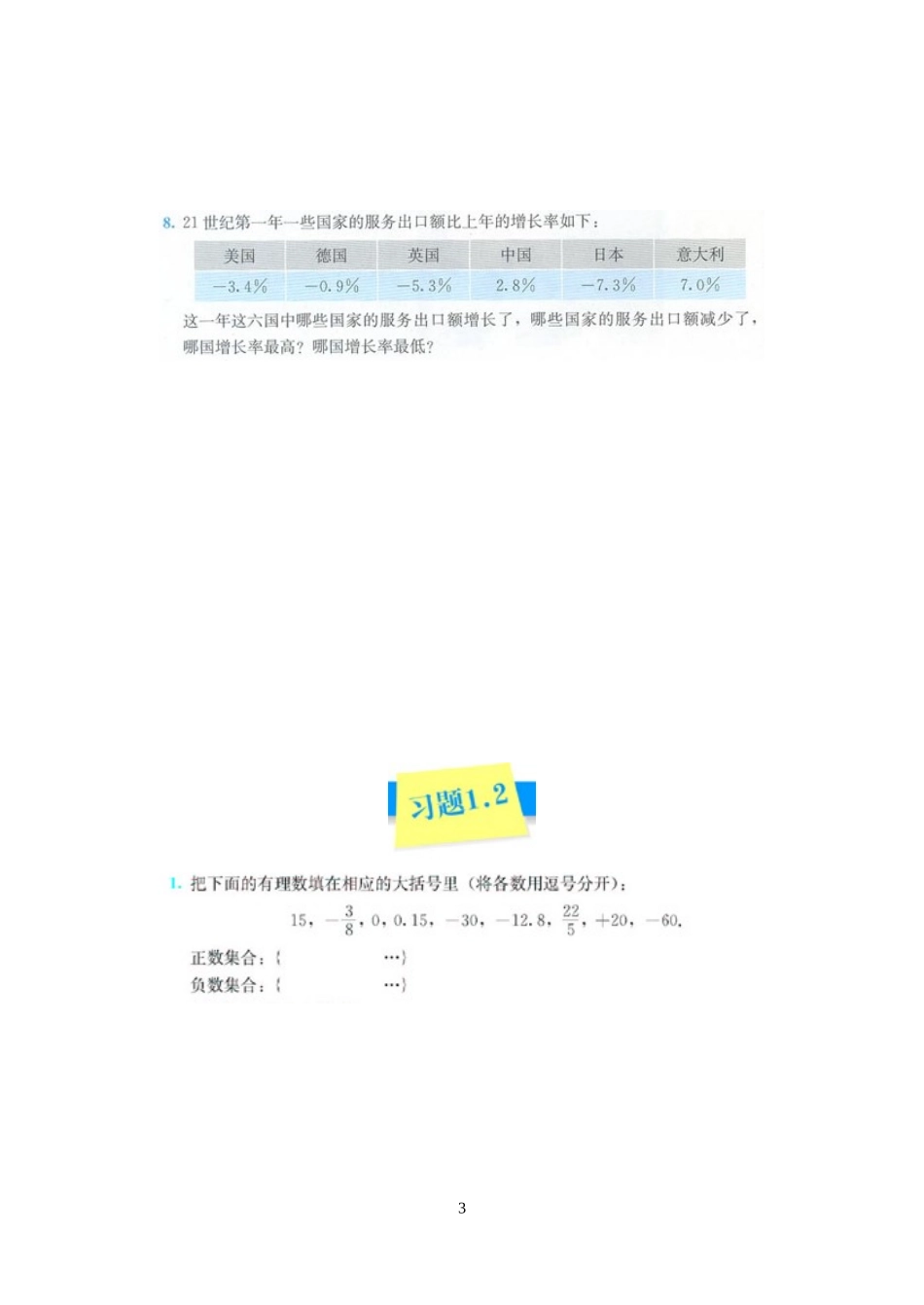 人教版七年级(上)教科书数学课堂作业_第3页