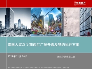 中原2013年11月南国大武汉3期西汇广场开盘及签约执行方案
