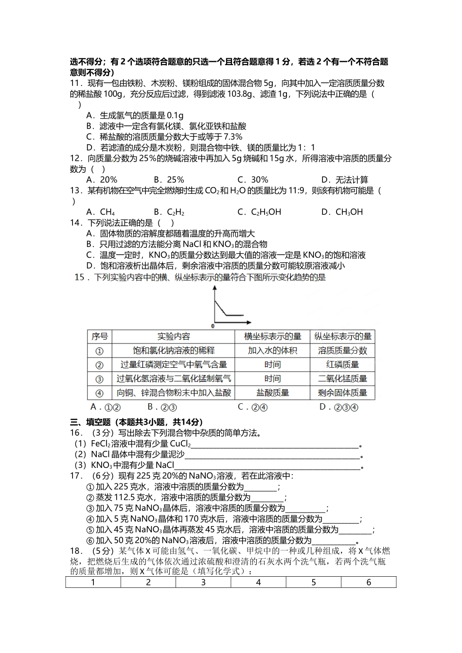天津一中2015届九年级上第二次月考化学试题及答案_第2页