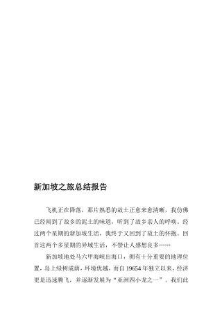 新加坡之旅总结报告
