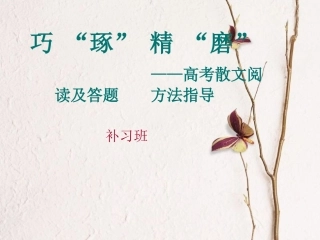 巧-“琢”-精-“磨”——高考散文阅读及答题方法指导