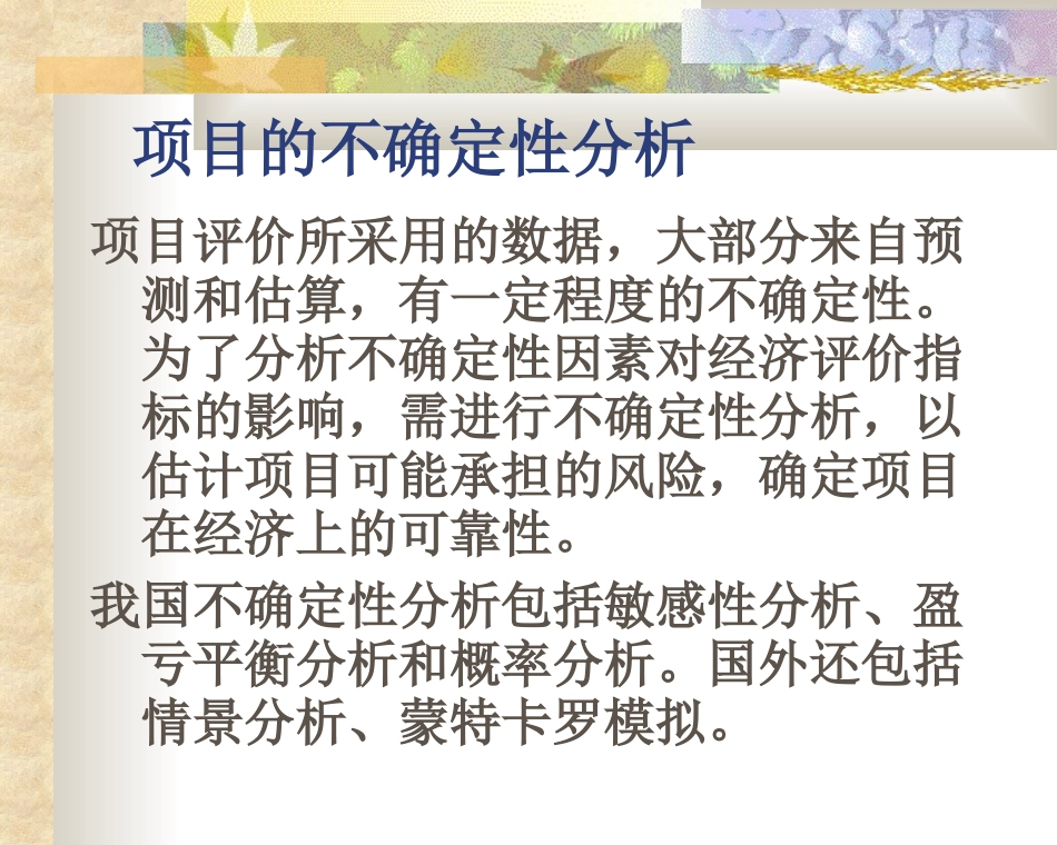 项目评估资料--项目不确定分析_第1页