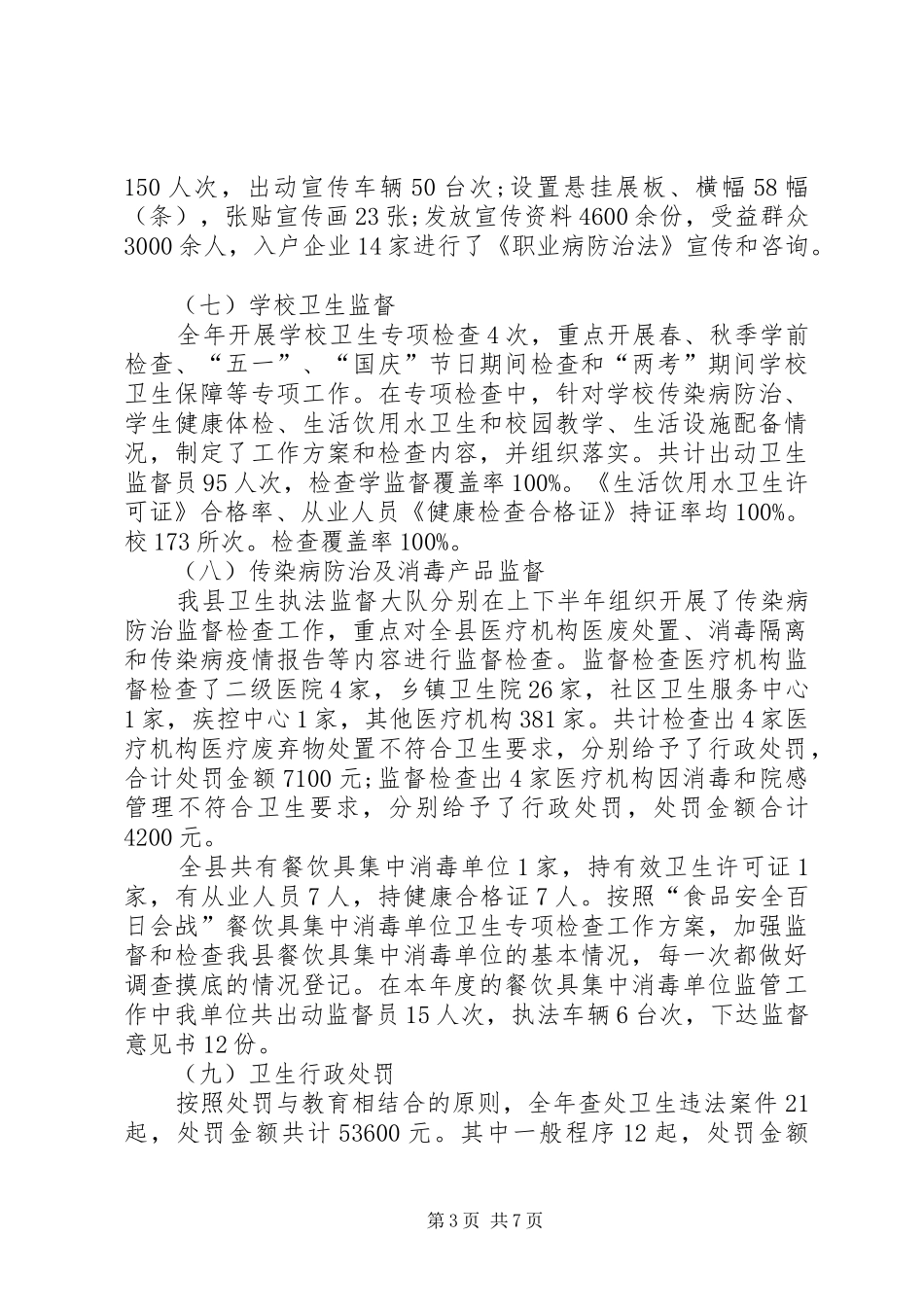 XX年卫生监督工作总结范文_第3页