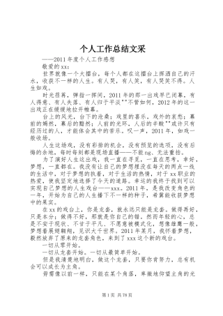 个人工作总结文采