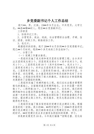 乡党委副书记个人工作总结 (3)