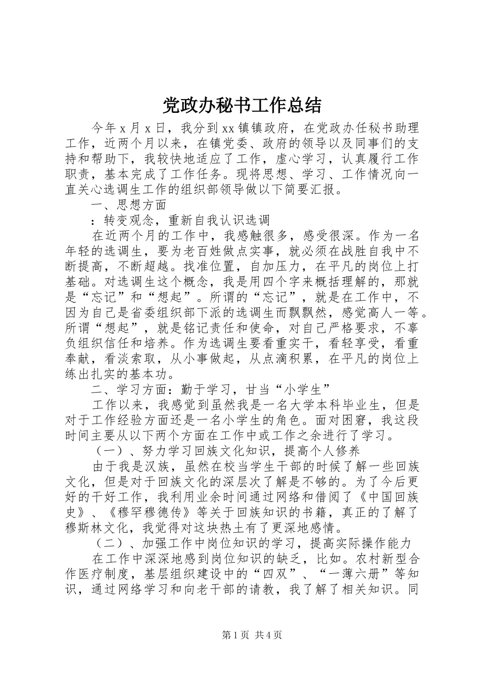 党政办秘书工作总结 (3)_第1页