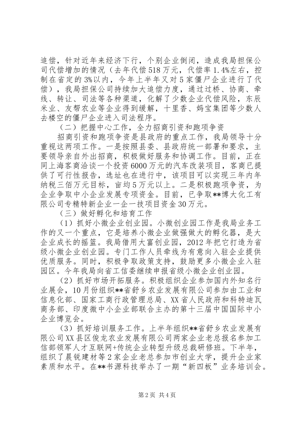 中小企业局季度工作总结_第2页