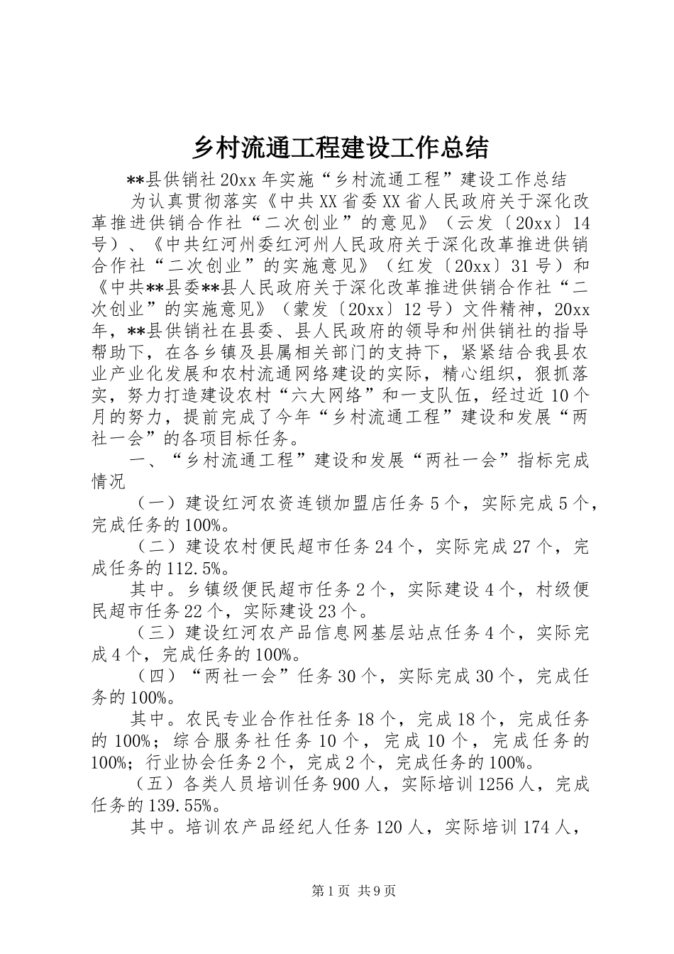 乡村流通工程建设工作总结_第1页