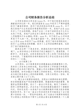 公司财务报告分析总结